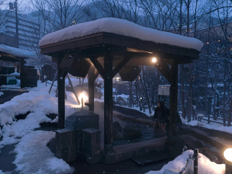 Heiße Quelle, Onsen, in Hokkaido, Japan, Jozankei Gensen Park